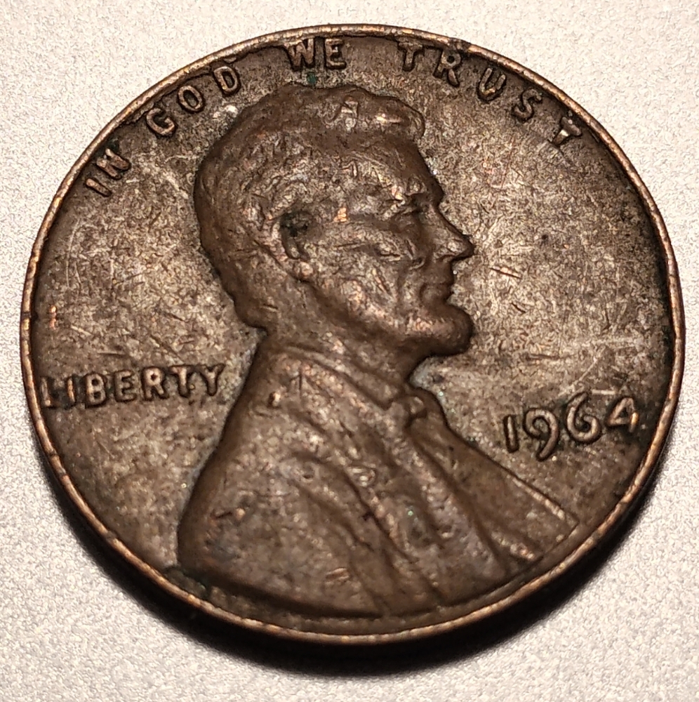 1964 Lincoln Penny NMT Errors In "4" "We" Rim Not Even Straight Bumps OnShoulder